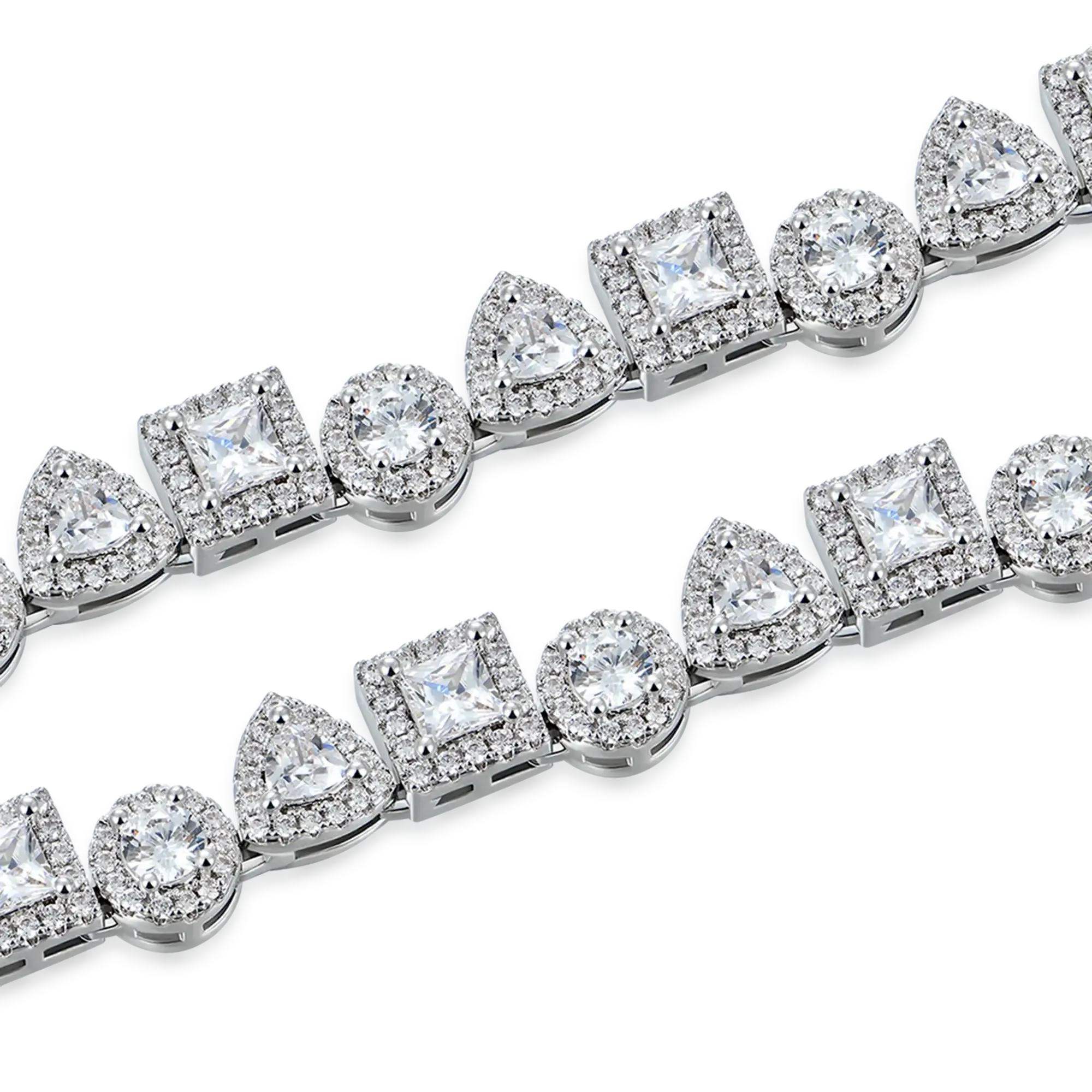 Princess Cut Mix Clustered Tennis Chain - 7mm