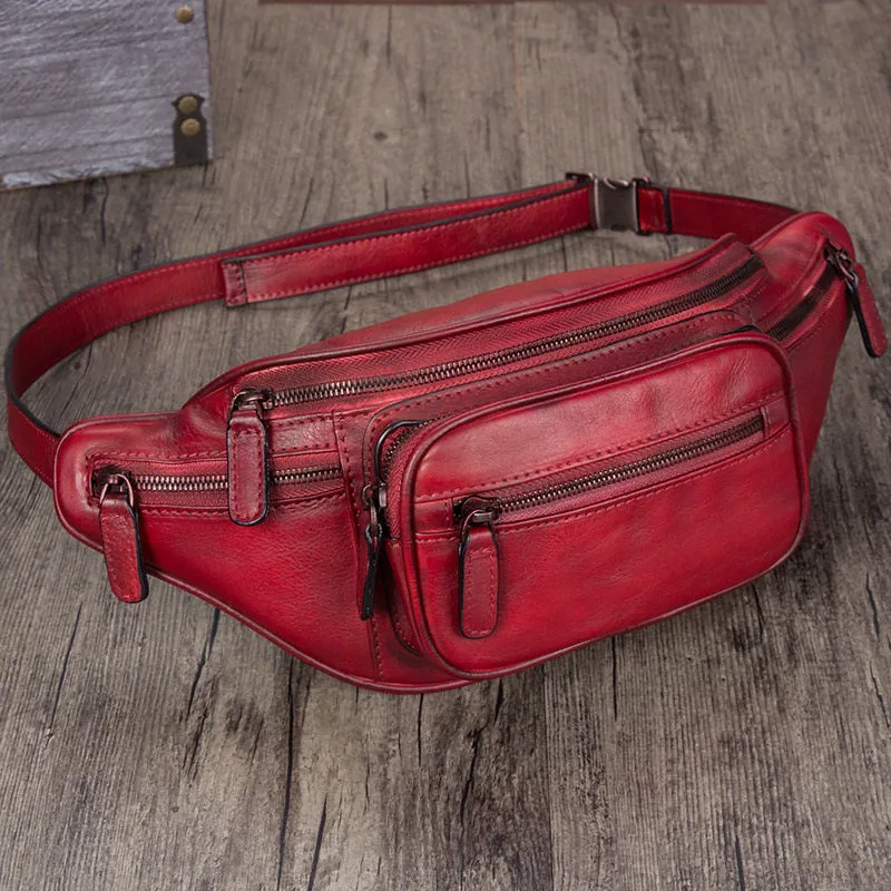 Retro Leather Waist Bag Chest Bag Hip Belt Bags