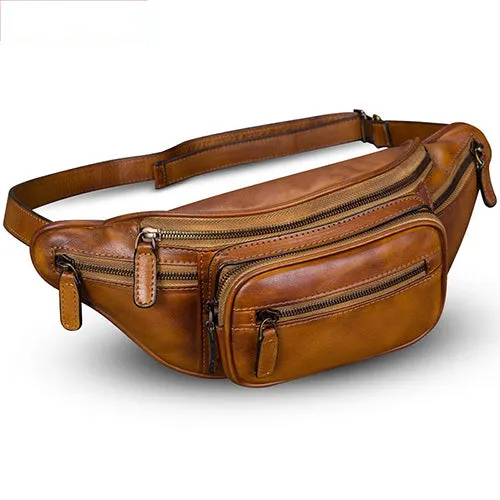 Retro Leather Waist Bag Chest Bag Hip Belt Bags