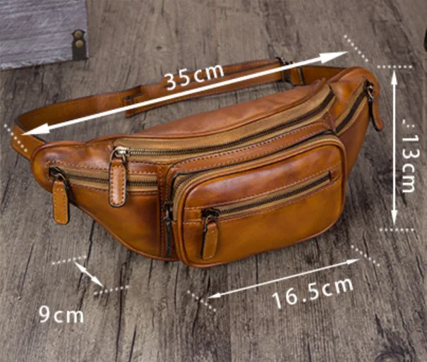 Retro Leather Waist Bag Chest Bag Hip Belt Bags