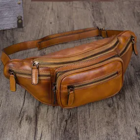 Retro Leather Waist Bag Chest Bag Hip Belt Bags