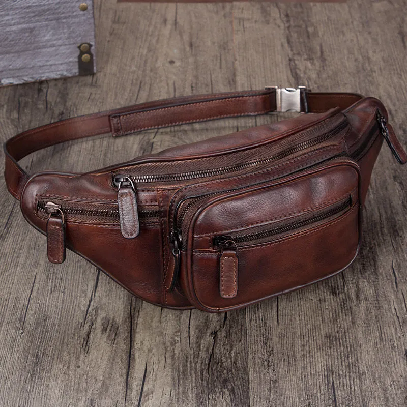 Retro Leather Waist Bag Chest Bag Hip Belt Bags