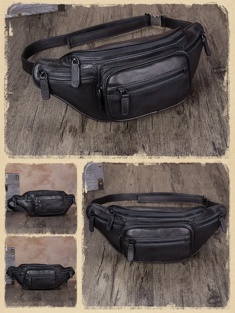 Retro Leather Waist Bag Chest Bag Hip Belt Bags