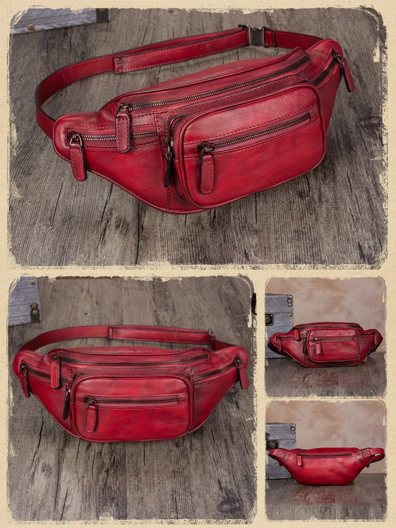 Retro Leather Waist Bag Chest Bag Hip Belt Bags
