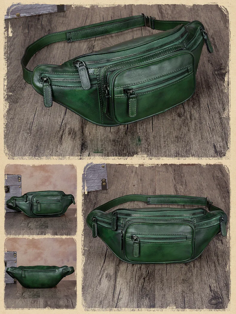 Retro Leather Waist Bag Chest Bag Hip Belt Bags