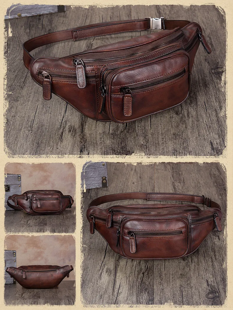 Retro Leather Waist Bag Chest Bag Hip Belt Bags