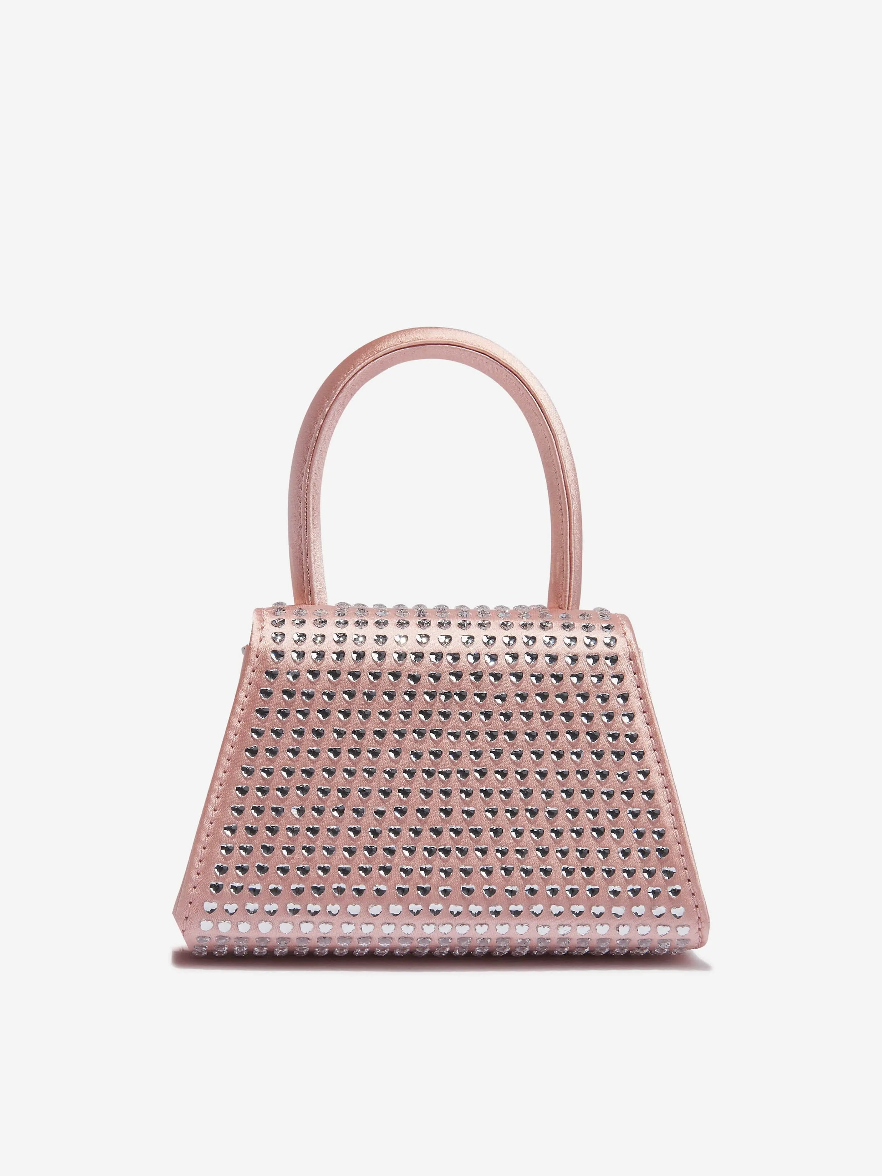 Self Portrait Girls Satin Heart Rhinestone Micro Bow Bag in Pink
