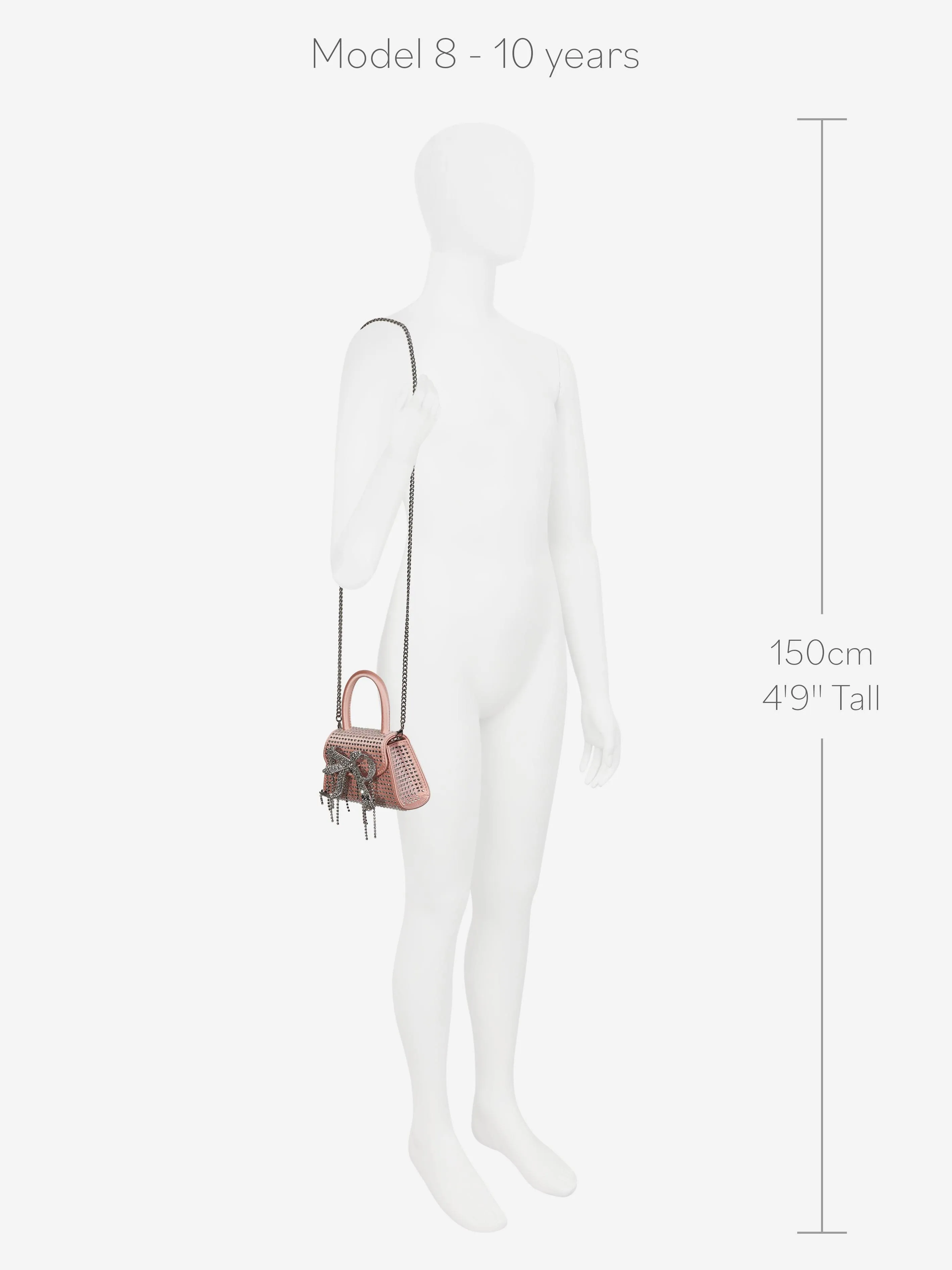 Self Portrait Girls Satin Heart Rhinestone Micro Bow Bag in Pink