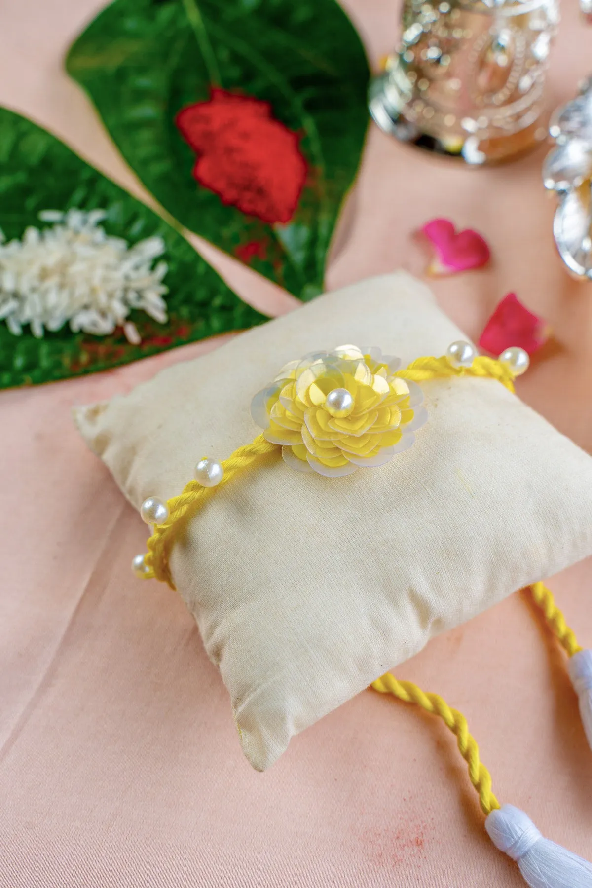 Sunshine Flower Embroidered Rakhi
