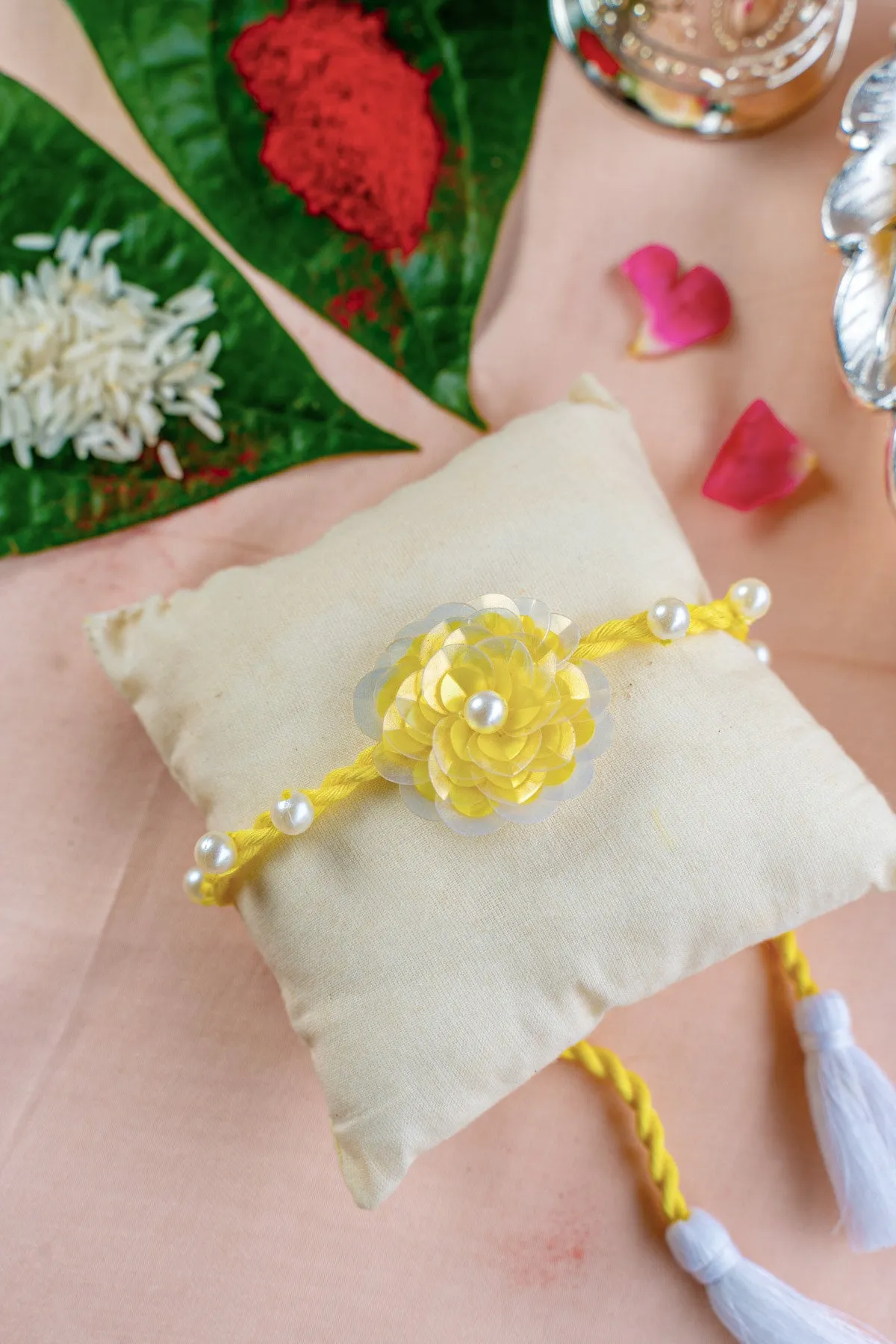 Sunshine Flower Embroidered Rakhi
