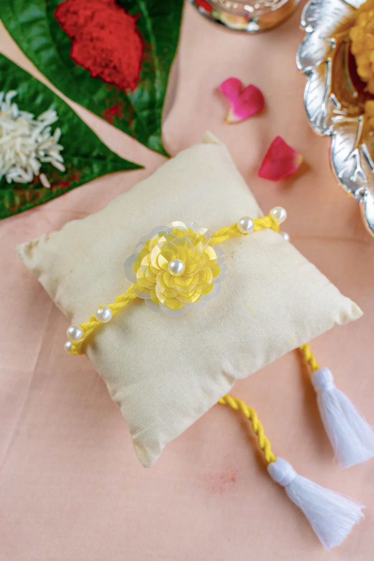Sunshine Flower Embroidered Rakhi
