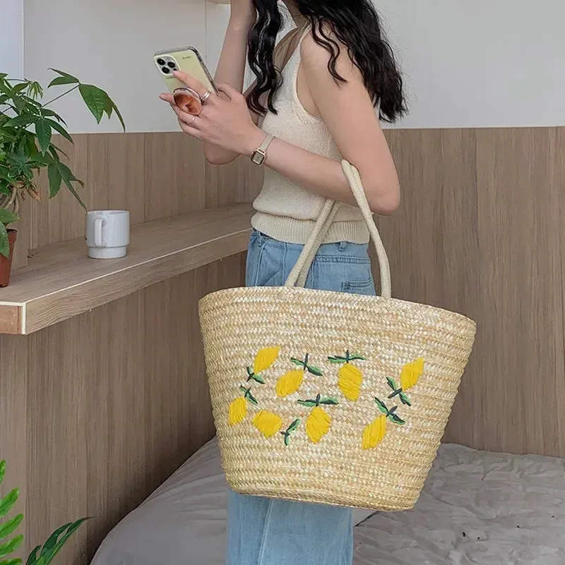 TAVIMART  -  Handmade Straw women Handbags Summer Tote Large capacity Embroidery Vacation Beach bag Female Shoulder Bag bolsa feminina