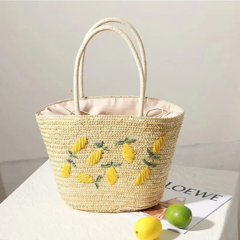 TAVIMART  -  Handmade Straw women Handbags Summer Tote Large capacity Embroidery Vacation Beach bag Female Shoulder Bag bolsa feminina