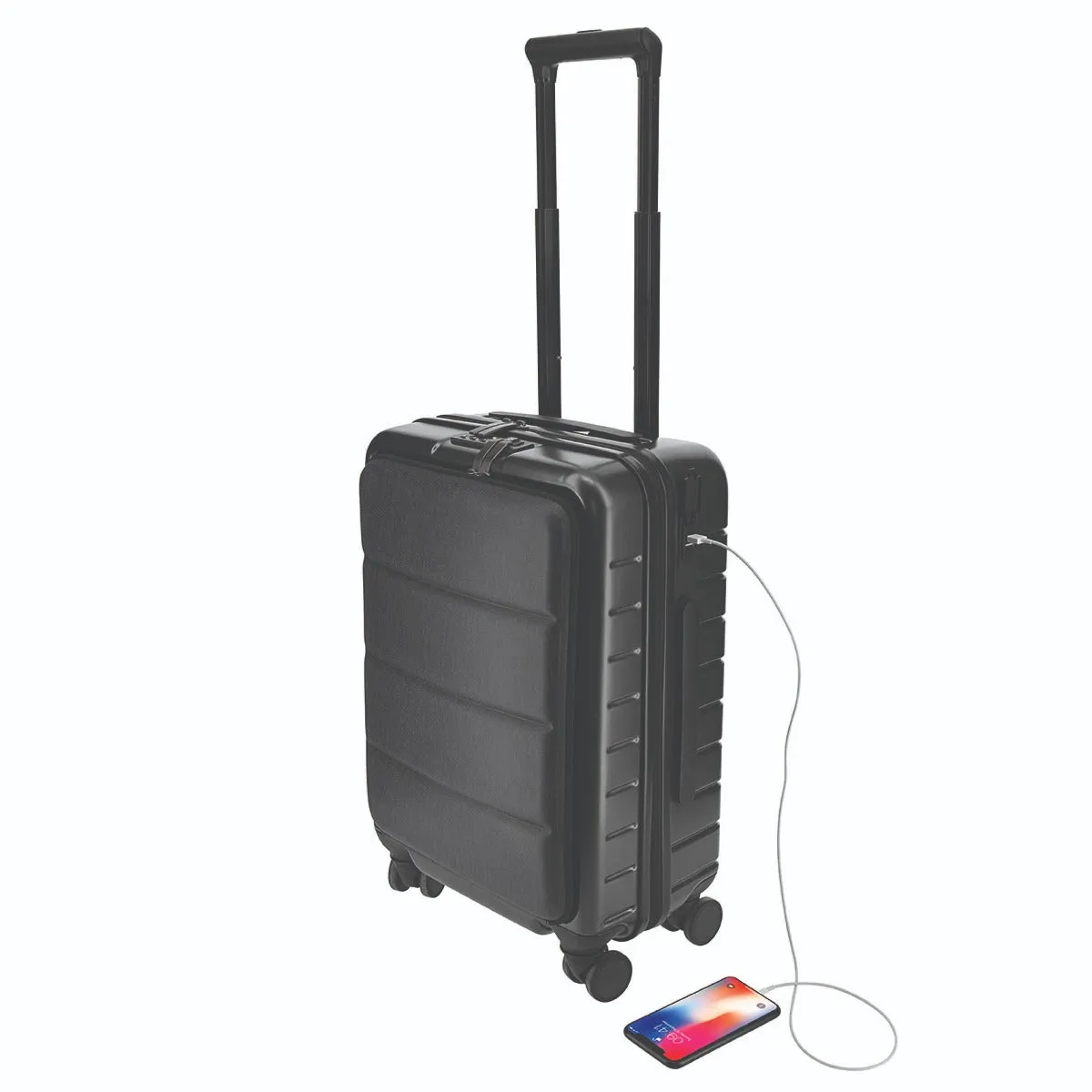 TBSN 104 CASHEL - 20 Inch Trolley Case With Front Pocket - Dark Grey