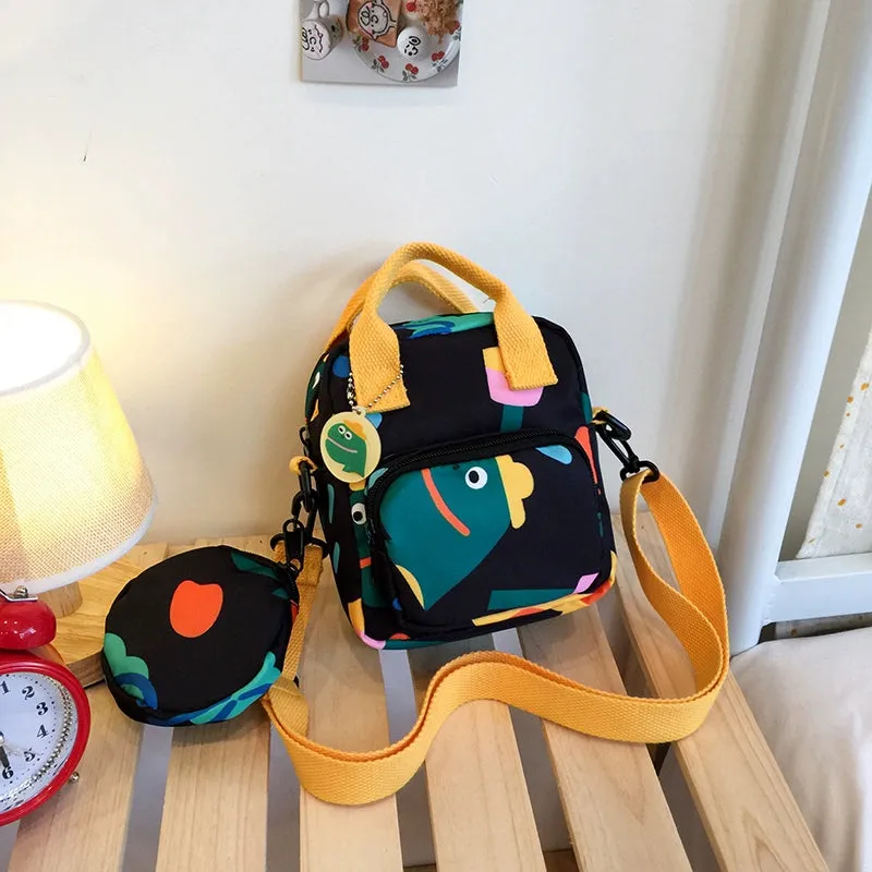Trendy Contrast Canvas Crossbody Bag
