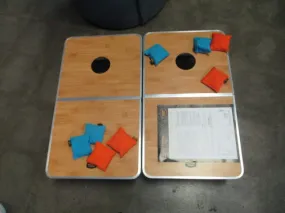 Used Outside Inside Compact Convertible Dual Purpose Tables & Cornhole Set