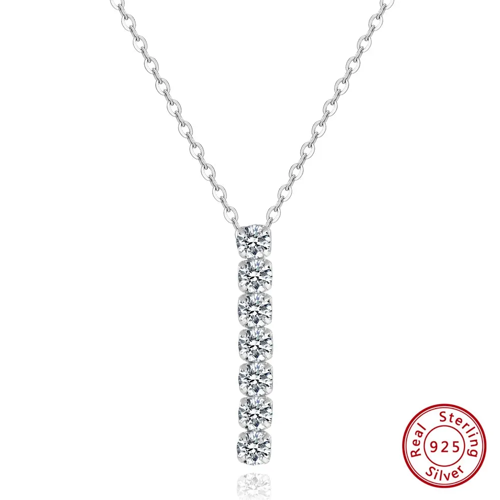 VAIGE 925 Sterling Silver Cubic Zirconia Tennis Neck Chain with 3*3mm Tassels and Geometric Pendant, Gift Wrapped Velvet Pouch Included