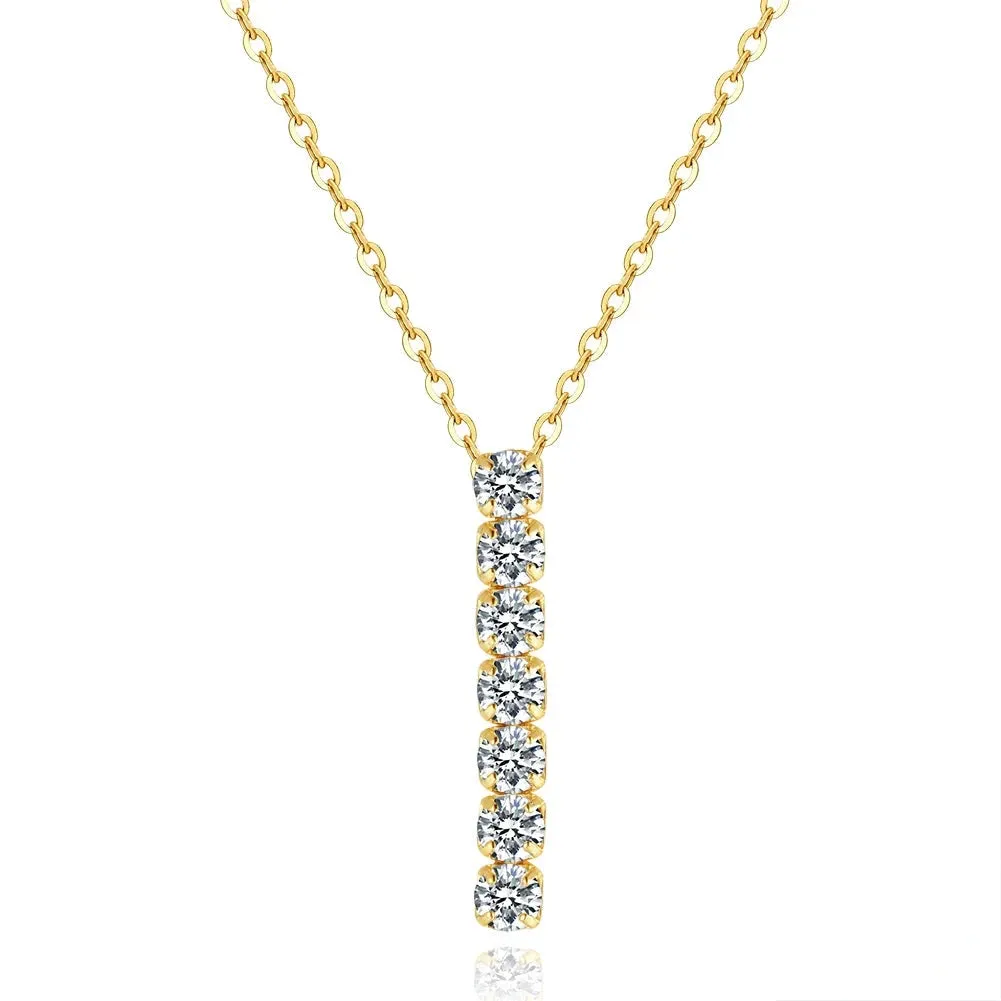 VAIGE 925 Sterling Silver Cubic Zirconia Tennis Neck Chain with 3*3mm Tassels and Geometric Pendant, Gift Wrapped Velvet Pouch Included