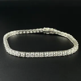 Vintage CZ Crystal Silver Tennis Bracelet