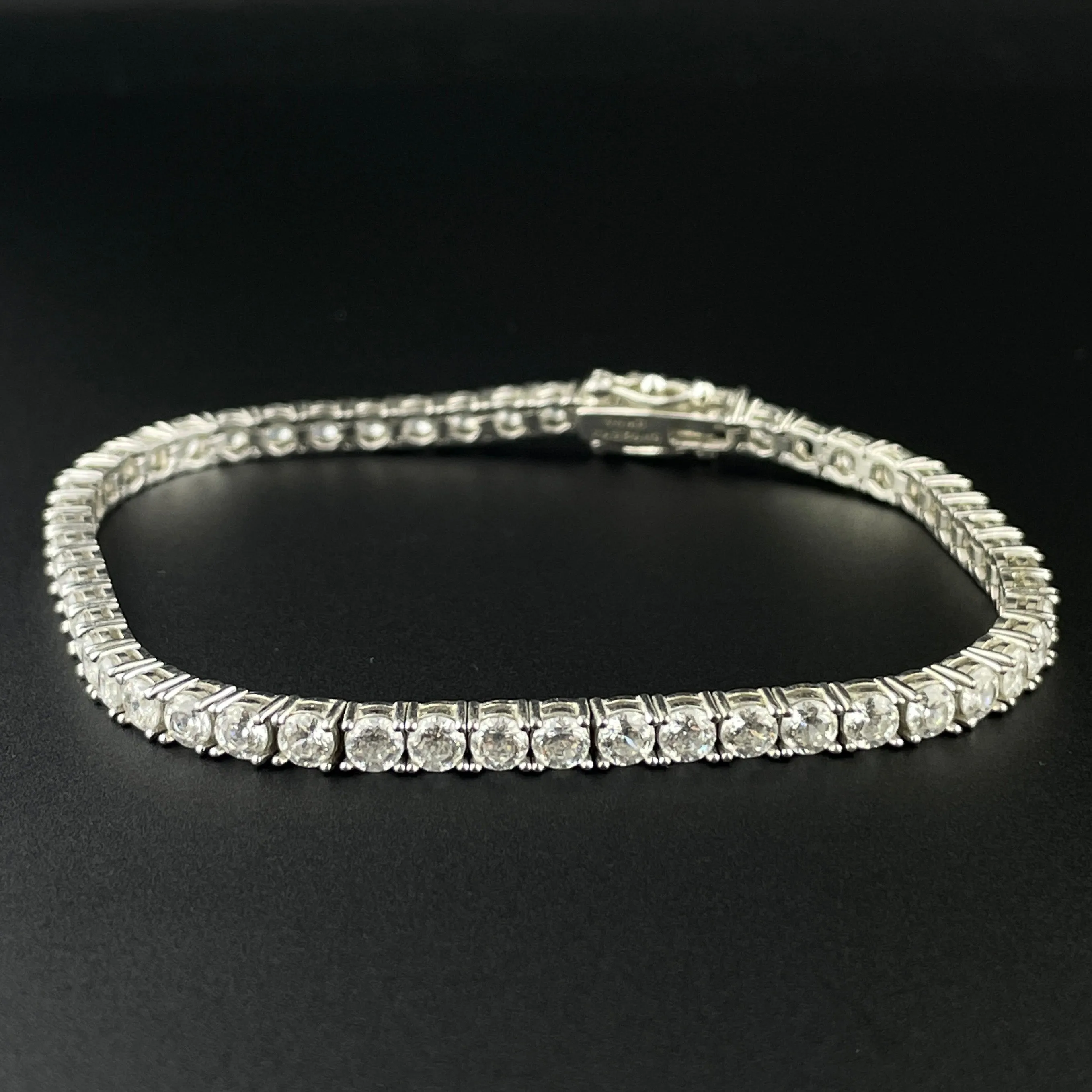 Vintage CZ Crystal Silver Tennis Bracelet