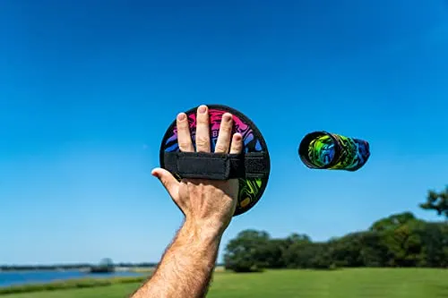 Waboba Throwback, Next Generation AIRLYFT Velcro Throw Back Game, Garden Neon Target Challenge with 2 Paddles & 1 Glider, Catch Fun for All Ages, One Size