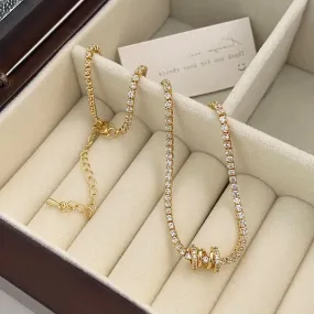 White Tennis Gold Necklace jltn1137