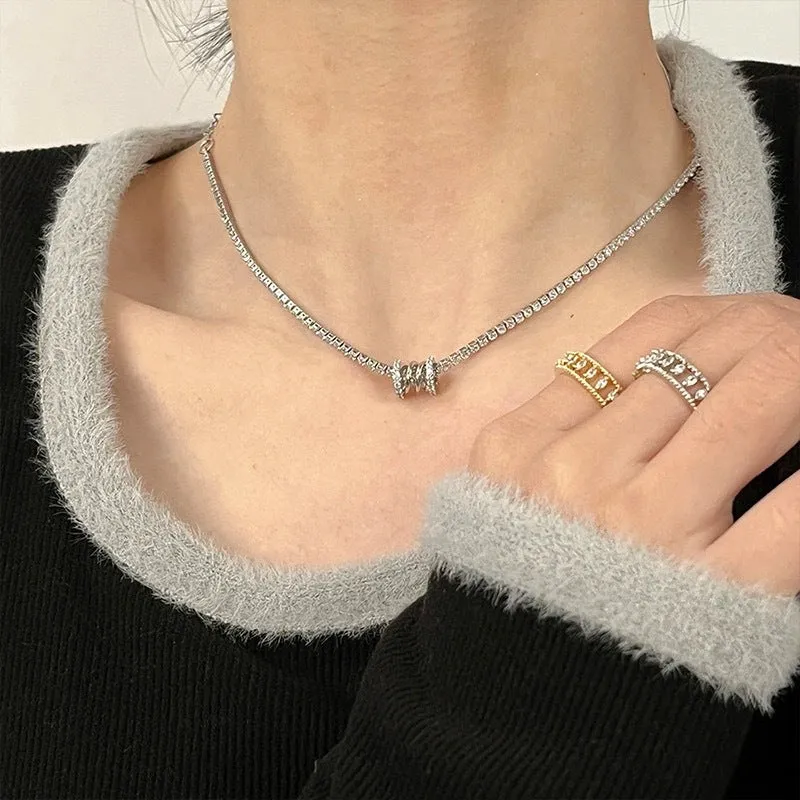 White Tennis Silver Necklace jltn1138