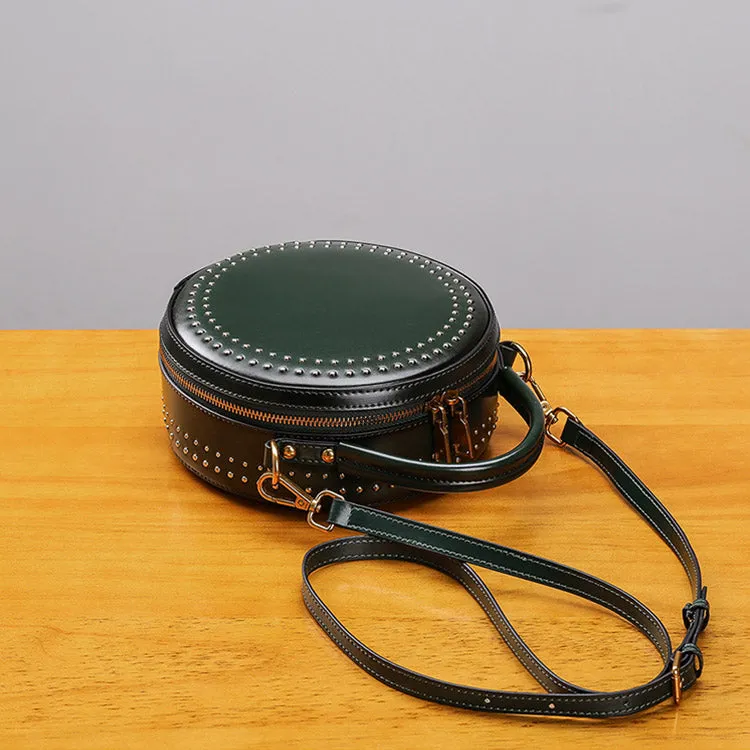 Womens Leather Circle Bag Crossbody Bags Shoulder Bag Purses for Women