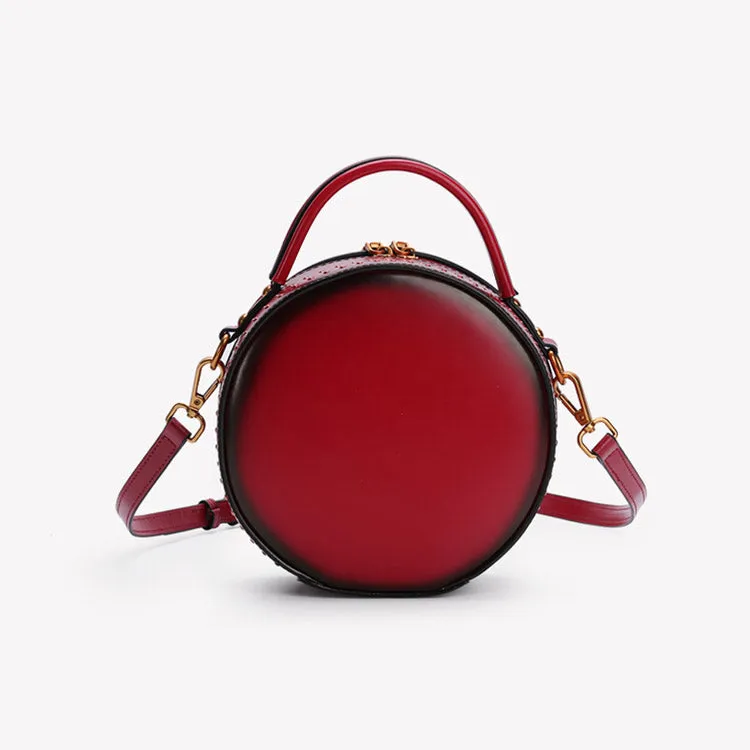 Womens Leather Circle Bag Crossbody Bags Shoulder Bag Purses for Women