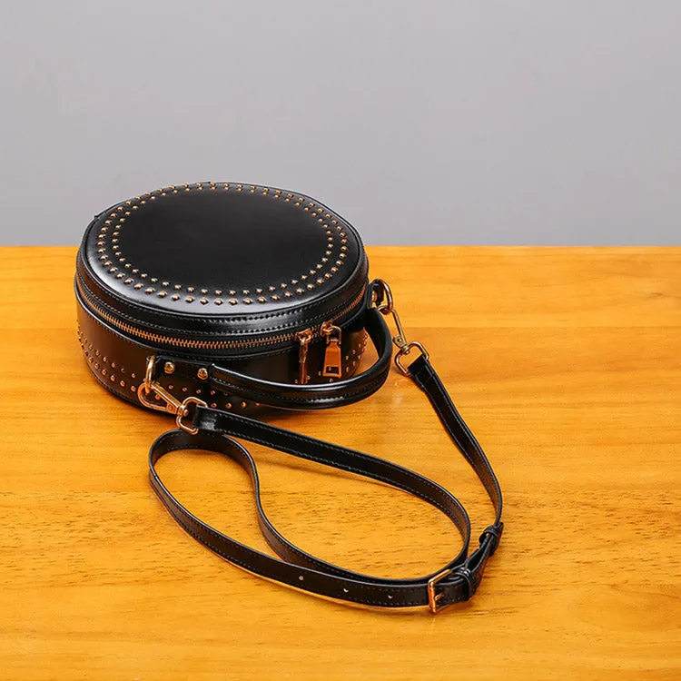 Womens Leather Circle Bag Crossbody Bags Shoulder Bag Purses for Women