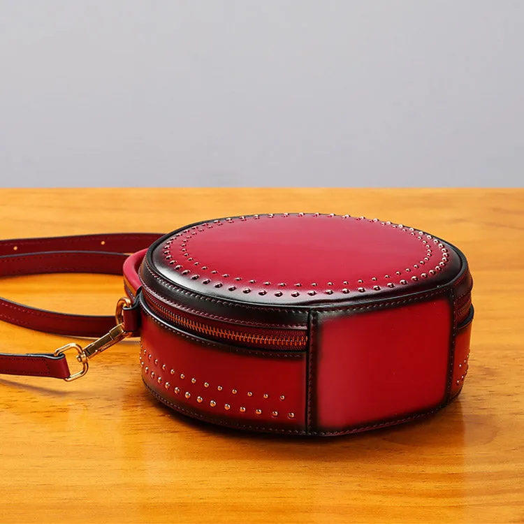 Womens Leather Circle Bag Crossbody Bags Shoulder Bag Purses for Women