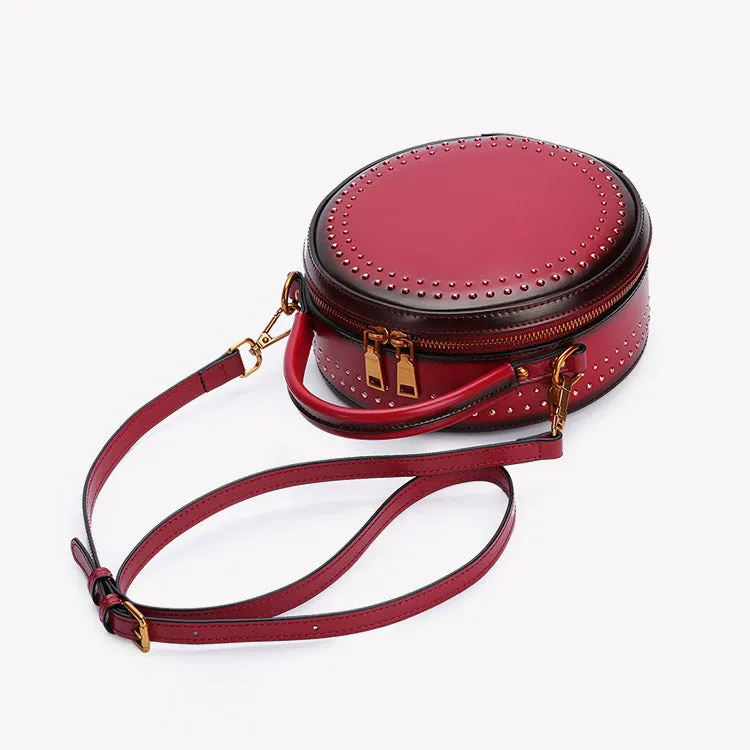 Womens Leather Circle Bag Crossbody Bags Shoulder Bag Purses for Women