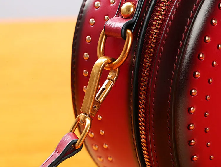 Womens Leather Circle Bag Crossbody Bags Shoulder Bag Purses for Women