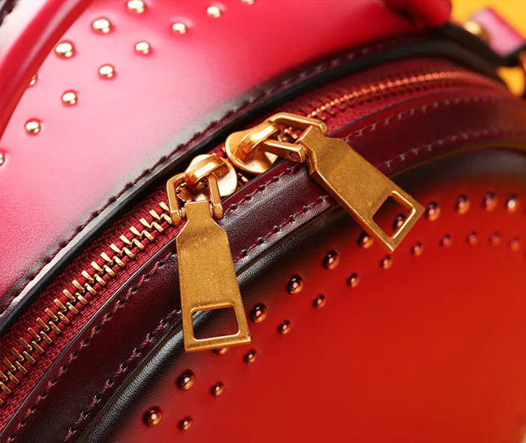 Womens Leather Circle Bag Crossbody Bags Shoulder Bag Purses for Women
