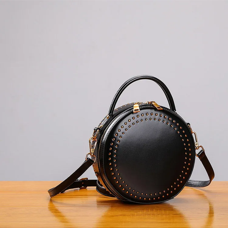 Womens Leather Circle Bag Crossbody Bags Shoulder Bag Purses for Women