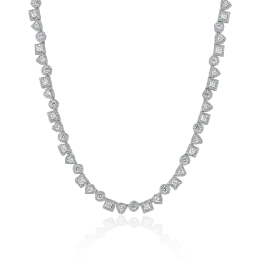 Women's Princess Cut Mix Clustered Tennis Chain - 7mm