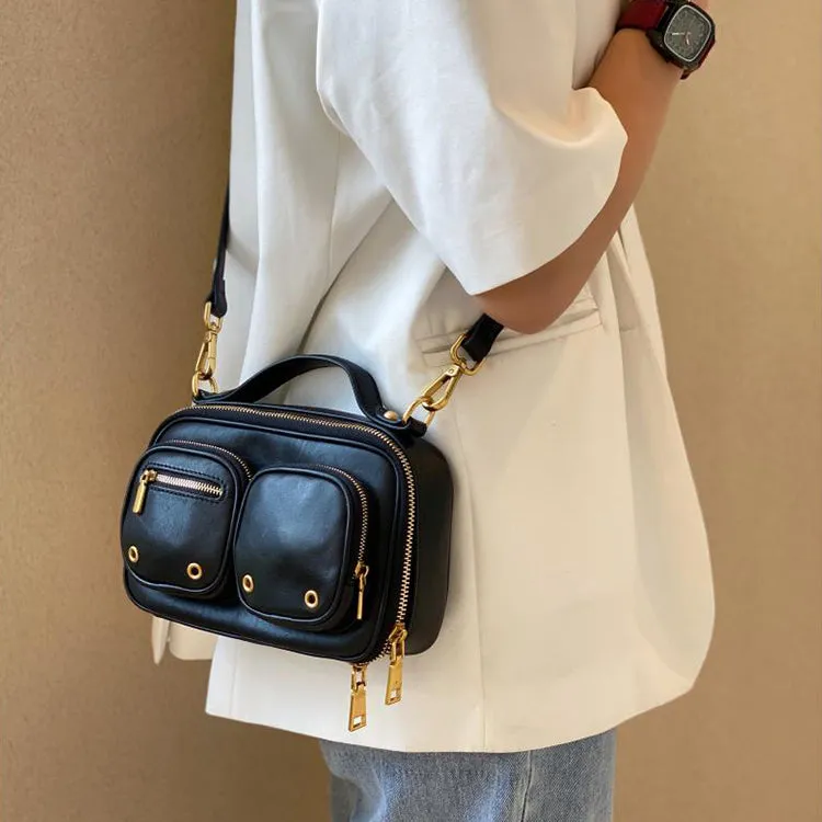 Womens Vintage Leather Side Bag Purse Cross Shoulder Bag