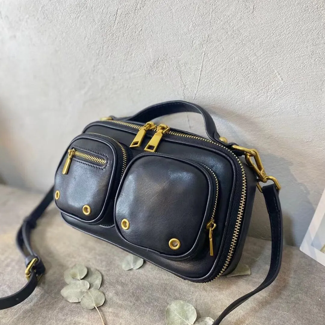 Womens Vintage Leather Side Bag Purse Cross Shoulder Bag