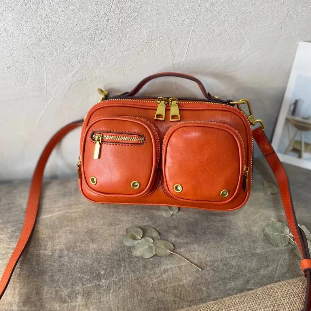 Womens Vintage Leather Side Bag Purse Cross Shoulder Bag