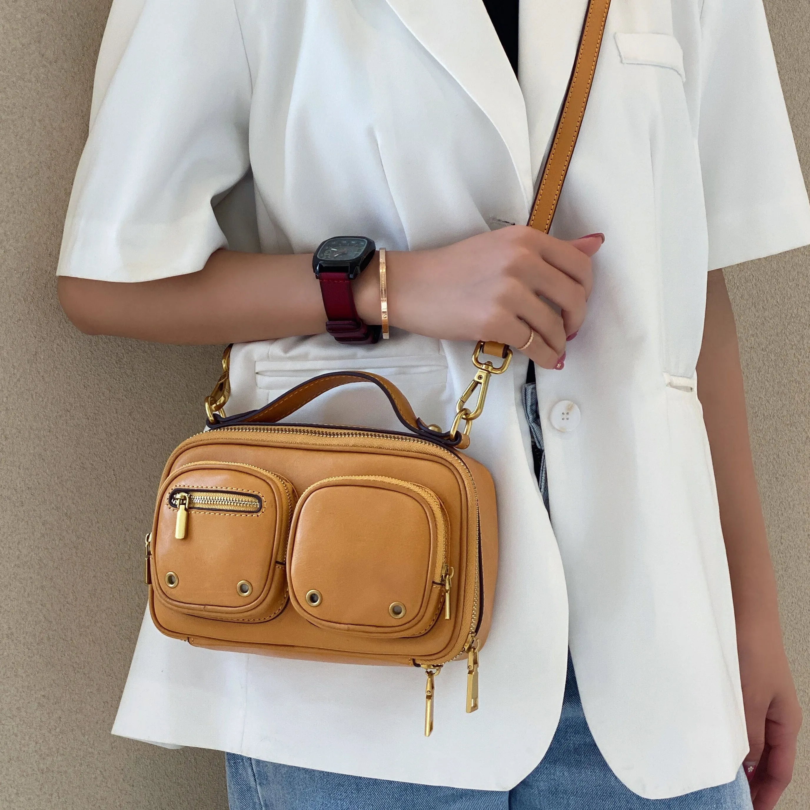Womens Vintage Leather Side Bag Purse Cross Shoulder Bag