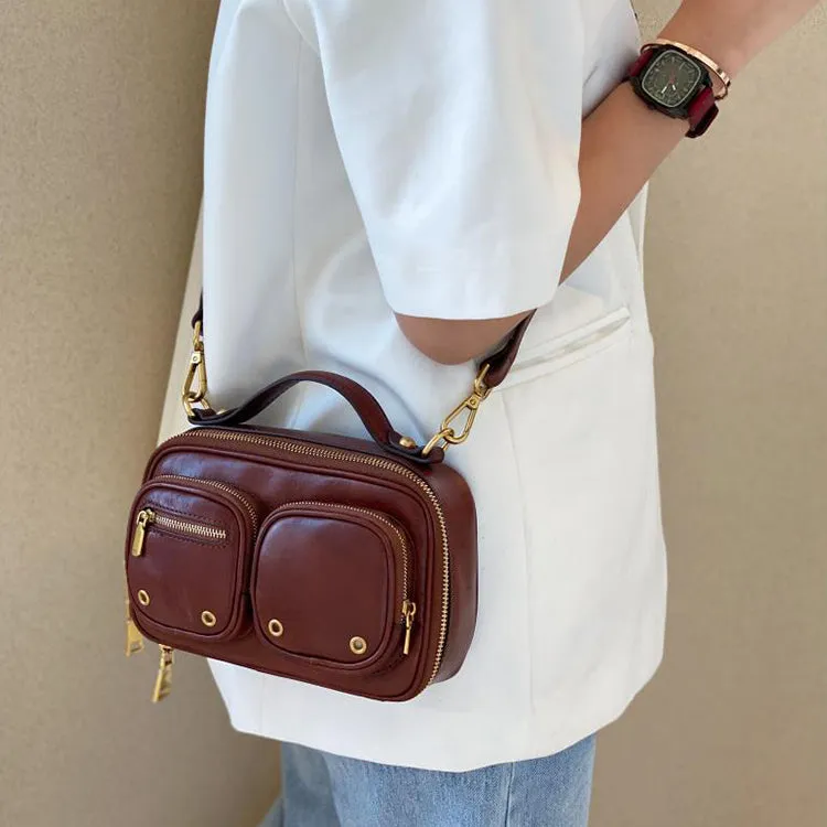 Womens Vintage Leather Side Bag Purse Cross Shoulder Bag