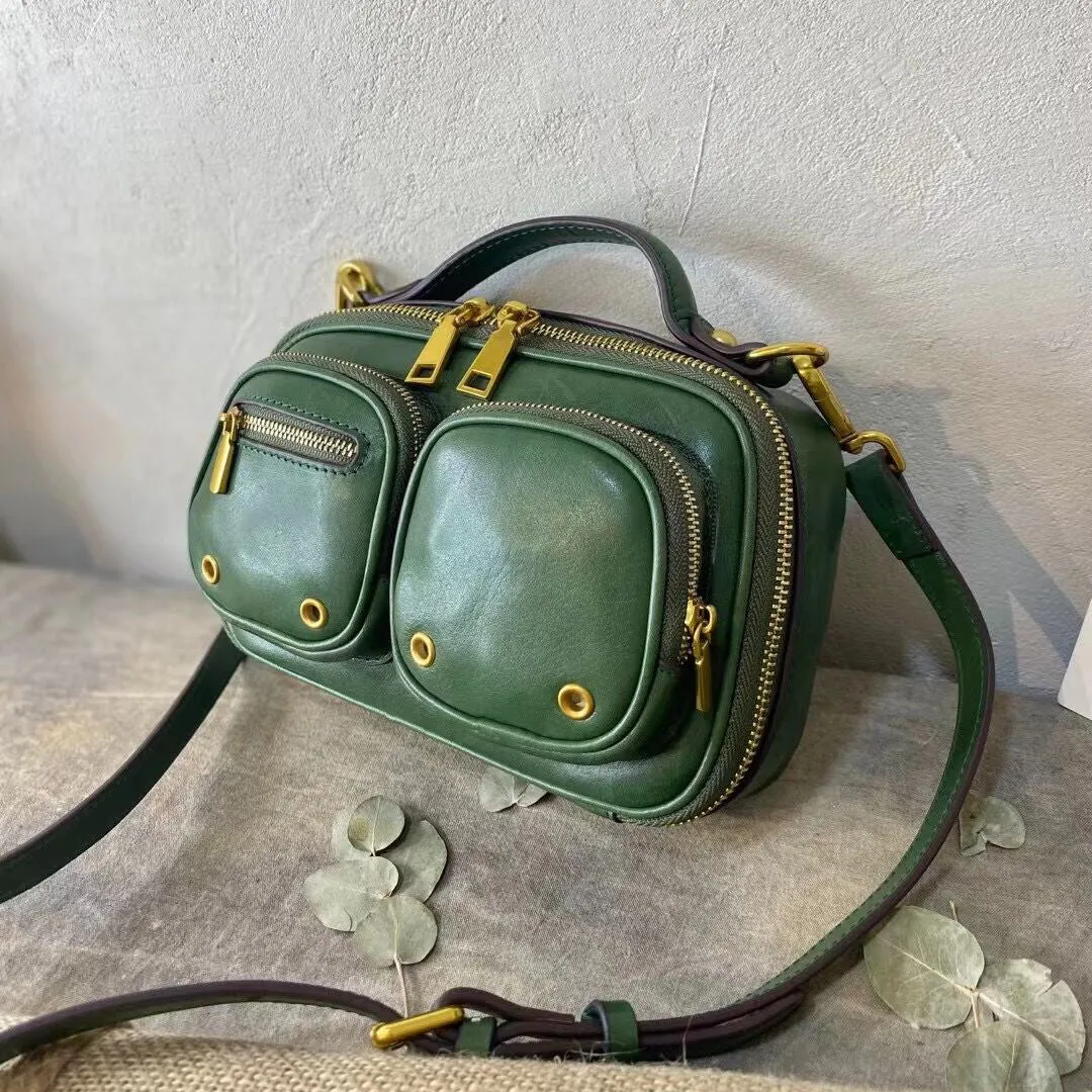 Womens Vintage Leather Side Bag Purse Cross Shoulder Bag