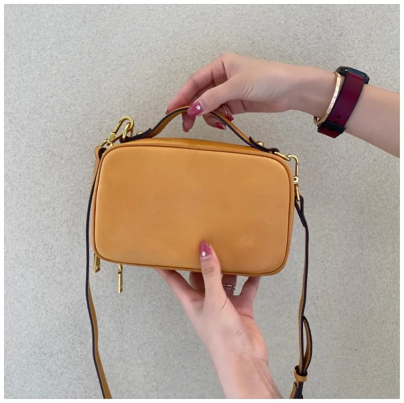 Womens Vintage Leather Side Bag Purse Cross Shoulder Bag
