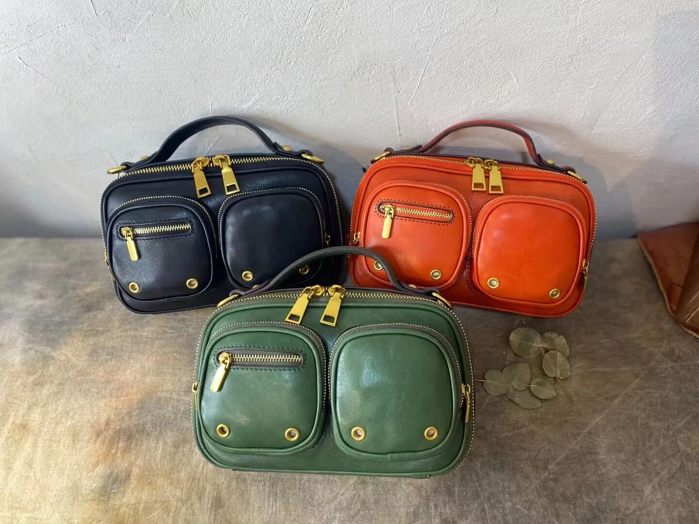 Womens Vintage Leather Side Bag Purse Cross Shoulder Bag