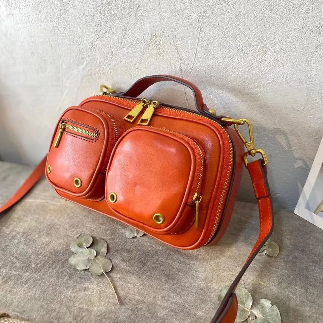 Womens Vintage Leather Side Bag Purse Cross Shoulder Bag