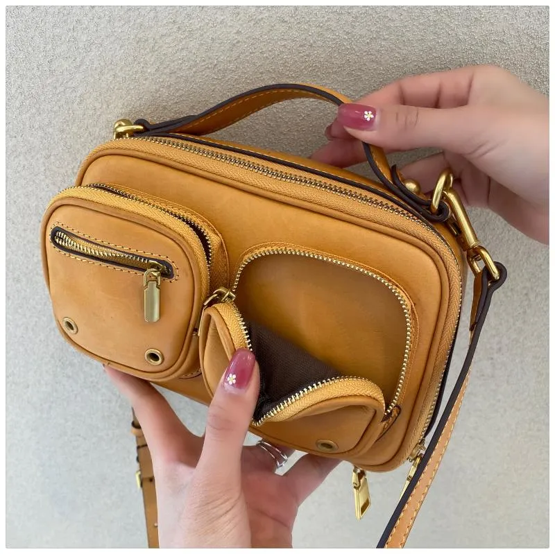 Womens Vintage Leather Side Bag Purse Cross Shoulder Bag
