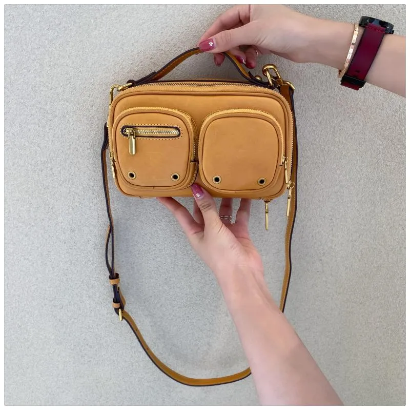 Womens Vintage Leather Side Bag Purse Cross Shoulder Bag