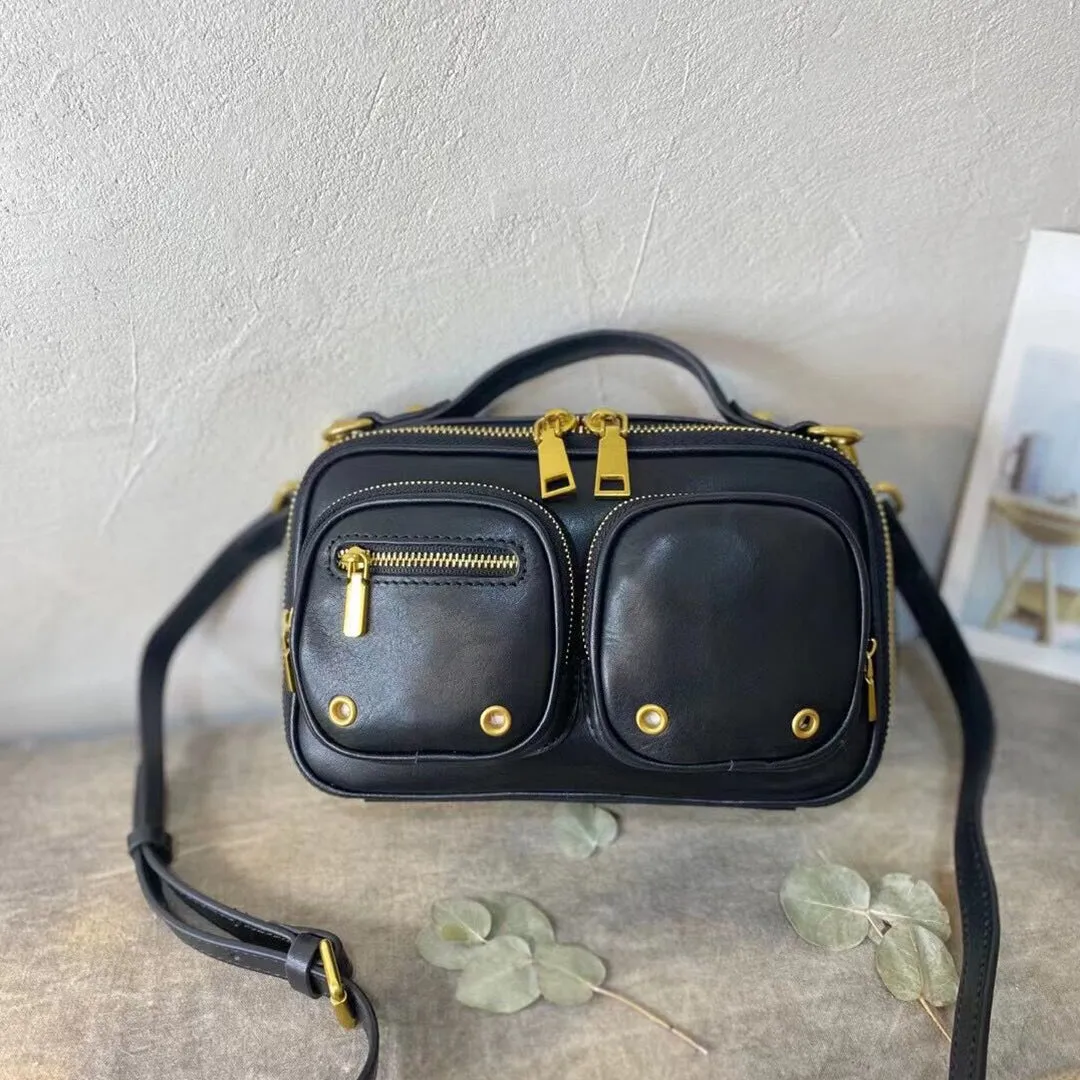 Womens Vintage Leather Side Bag Purse Cross Shoulder Bag