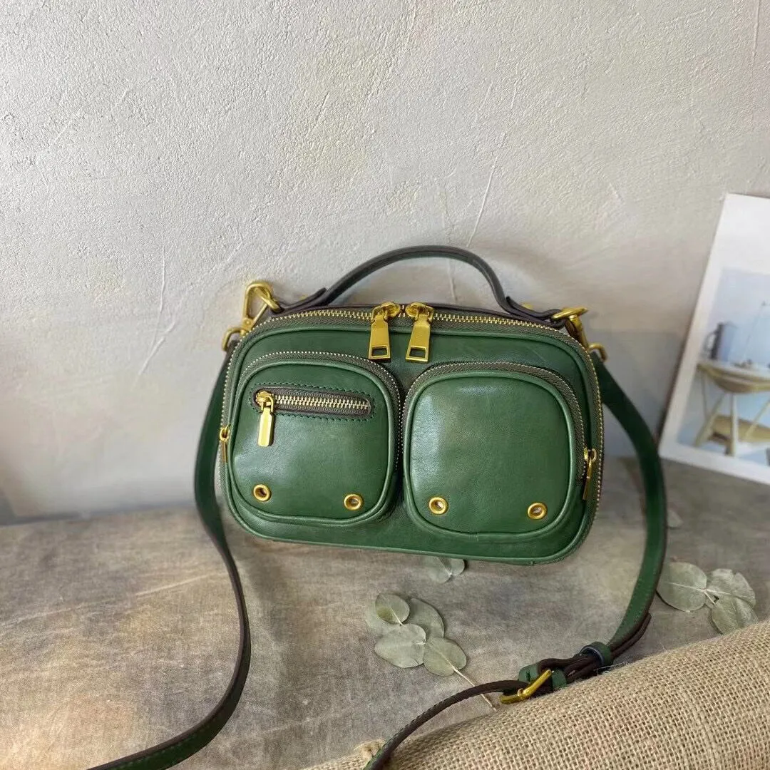 Womens Vintage Leather Side Bag Purse Cross Shoulder Bag