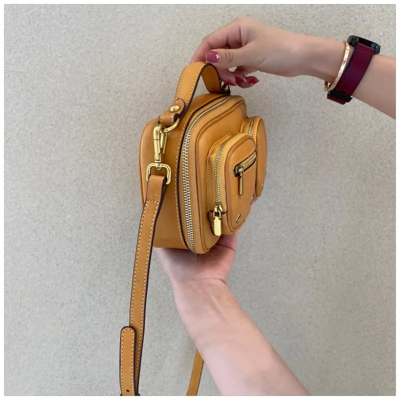 Womens Vintage Leather Side Bag Purse Cross Shoulder Bag